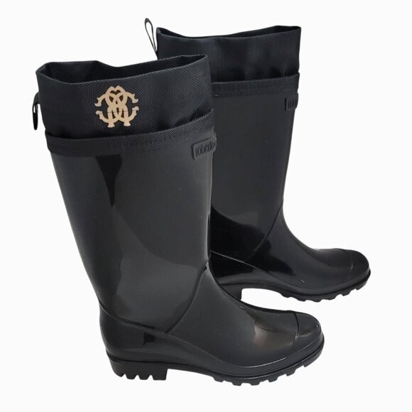 Roberto Cavalli Boots Black Rubber Rain 35 - Picture 4 of 12